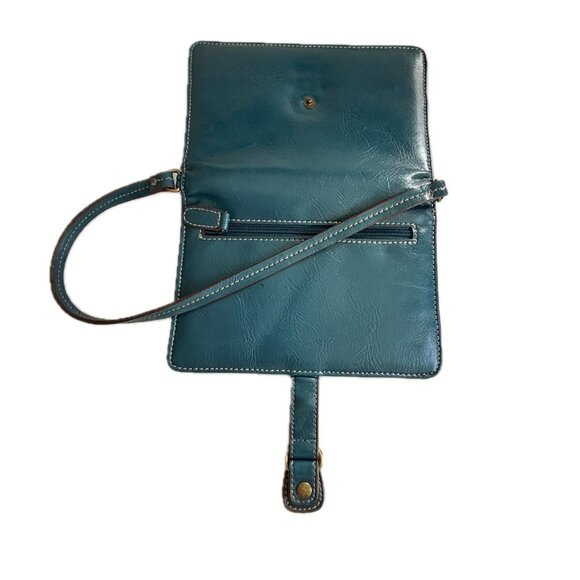 Nine West Dark Turquoise Leather Mini Bag Wristlet Wallet - Picture 5 of 8